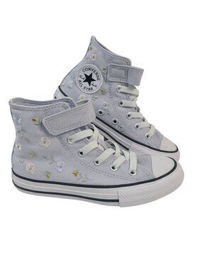 NEW Converse All Star Youth High-Top Sneakers Embroidered Floral Lavender Sz 13